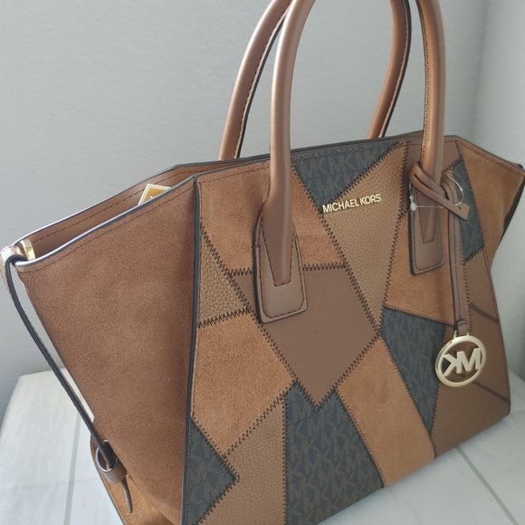 Kate Spade Avril Large Satchel in Leather and Suede Patchwork - Picture 3 of 3